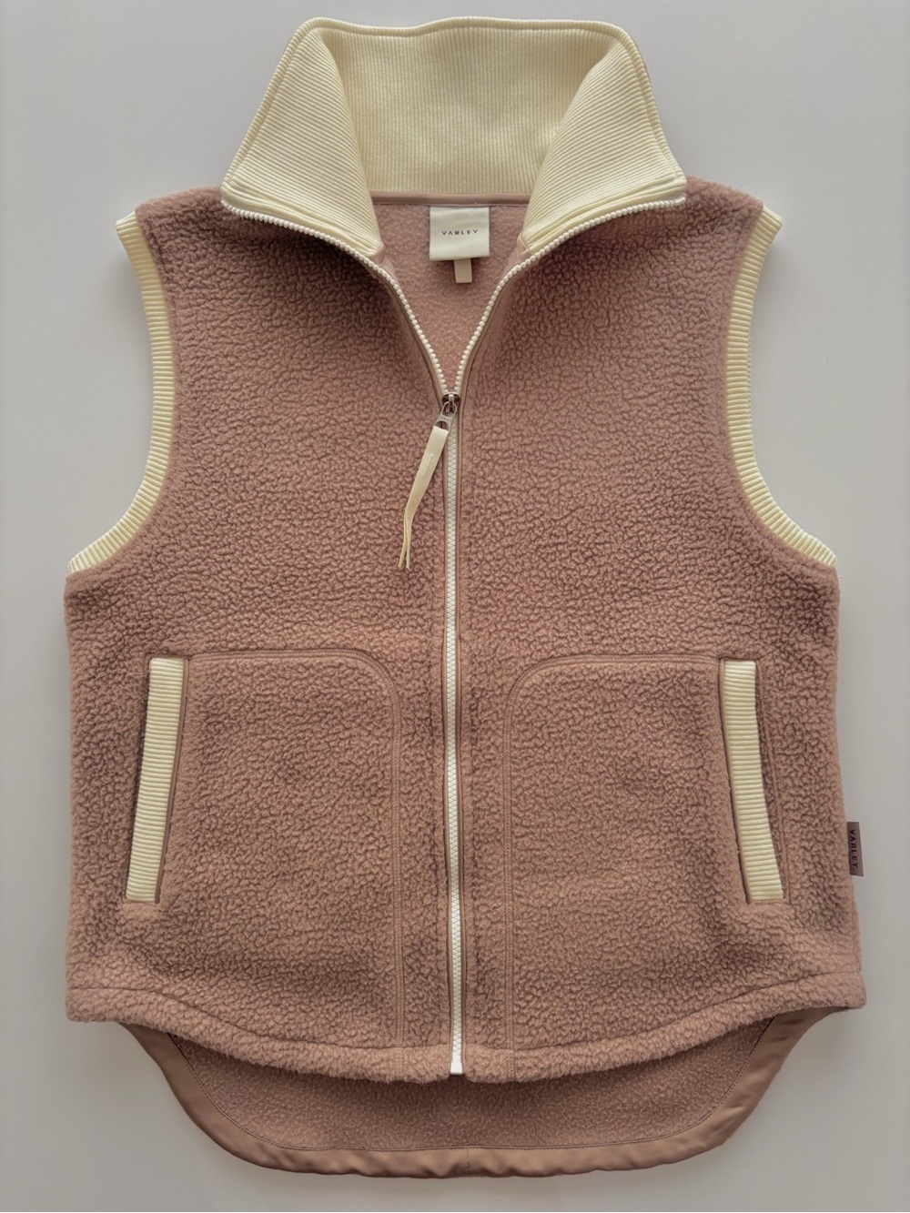Varley Blush Pink Sherpa Vest with Cream Trim - Picture 5 of 9